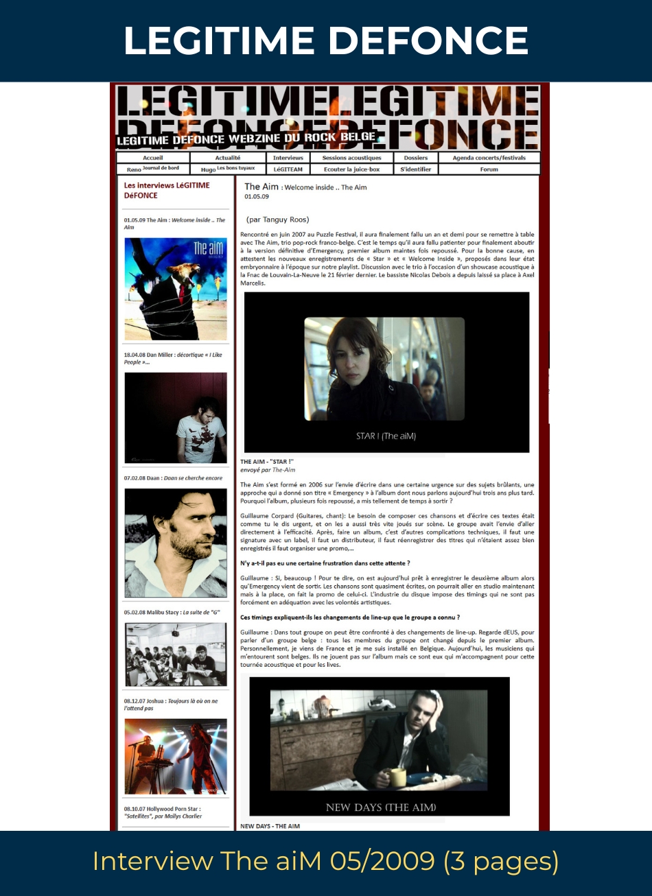 Article Légitime Défonce - - Album Emergency de The aiM (Guillaume Corpard)