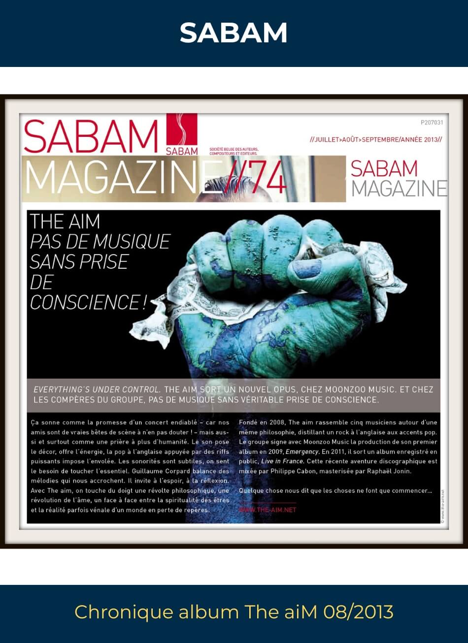 Article SABAM – album Everything’s Under Control – The aiM (Guillaume Corpard)