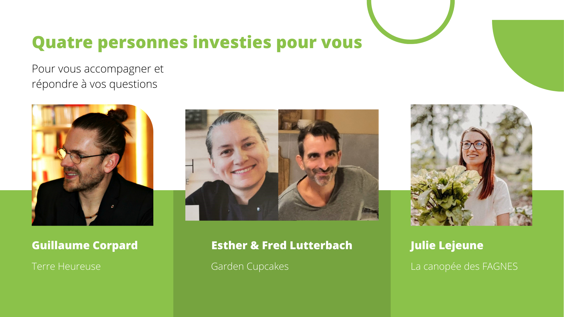 Les 4 intervenants du programme J’aime la Vie
