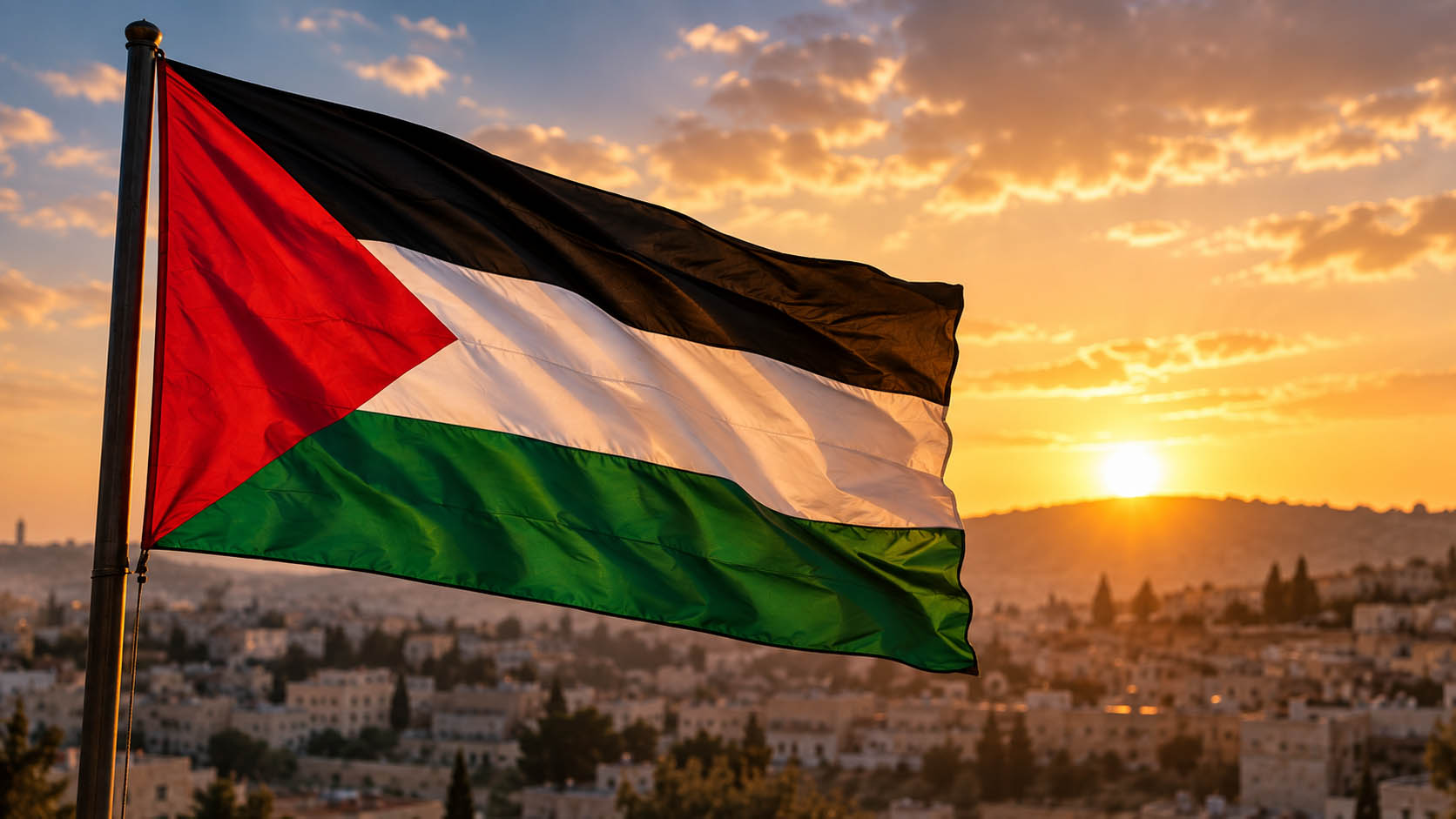 Drapeau palestinien flottant dans le ciel